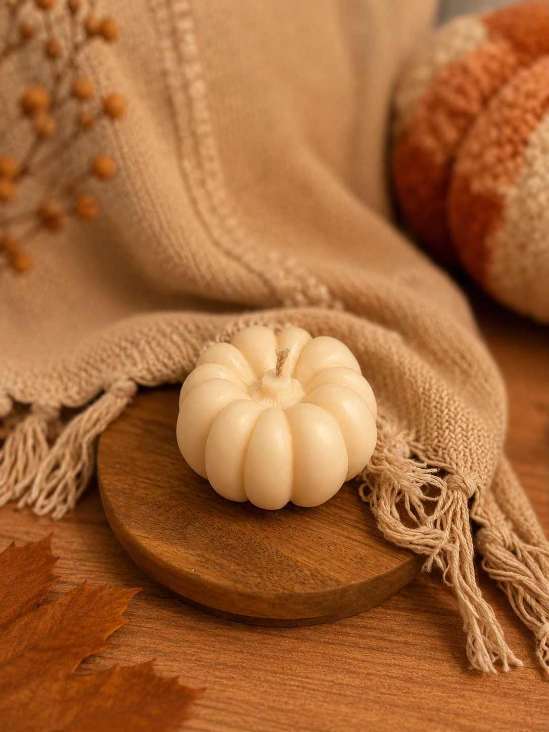 Chunky pumpkin candle