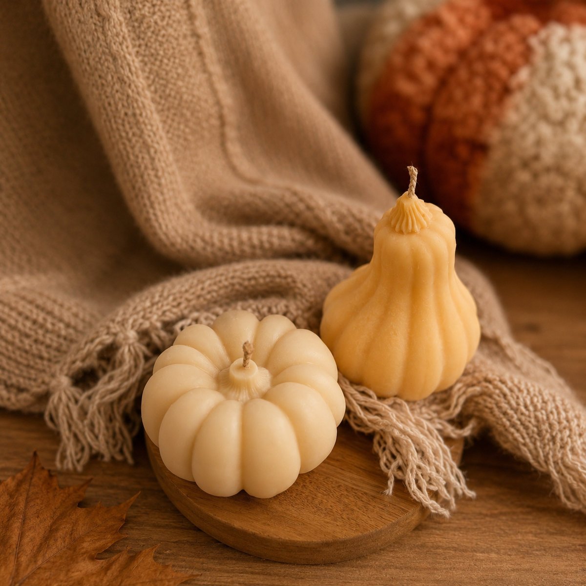 Chunky pumpkin candle